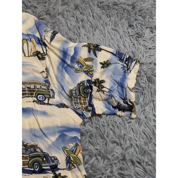Campia Moda Hawaiian Shirt Mens XL XLarge Rayon Short Sleeve Surfing Cars Palms - Picture 7 of 11